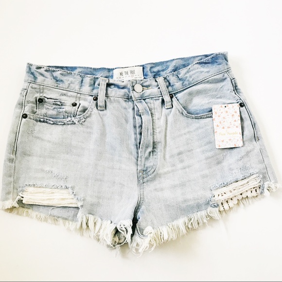 Free People Denim Cutoff Shorts Jean Distressed - Picture 2 of 6